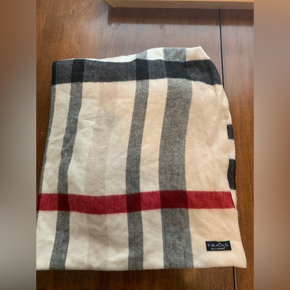 Beige plaid Fraas infinity scarf. - Picture 4 of 9